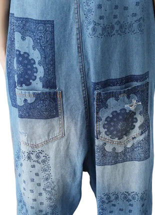Women's Sleeveless Washed Denim Suspender Overall