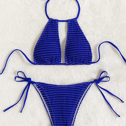 Blue bikini set on a white background