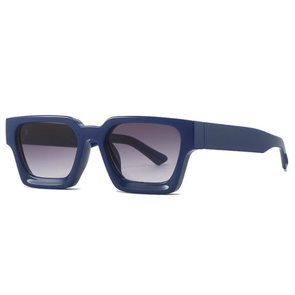Blue sunglasses with a white background