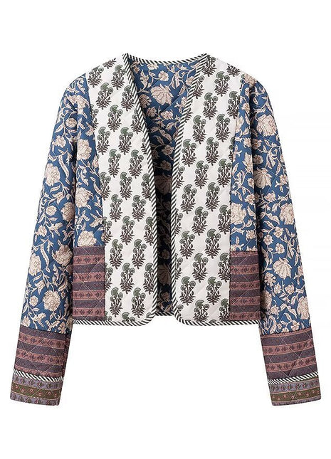 Bohemian Quilted Double-Sided Short Jacket with Floral Patchwork