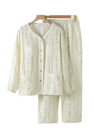 Versatile Women's Collarless Cotton Sleepwear Set