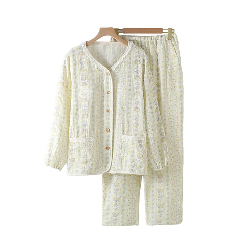 Versatile Women's Collarless Cotton Sleepwear Set
