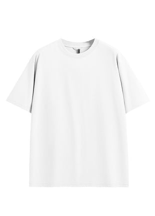 Breathable white short sleeve streetwear T-shirt with cooling-touch fabric and modern minimalist design.