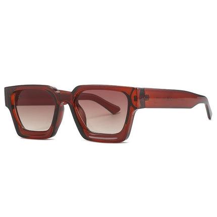 Brown sunglasses with a tortoiseshell frame on a white background