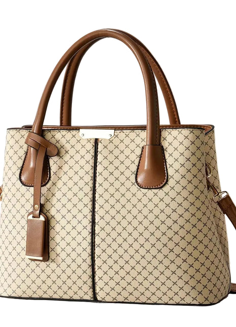 Business Commute Tote Portable Shoulder Handbag – Professional Style for Every Day khaki cross