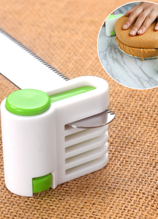 Knife sharpener with a close-up inset showing its use on a cake.