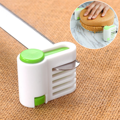 Knife sharpener with a close-up inset showing its use on a cake.
