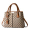 Checkerboard Tote Portable Shoulder Handbag | Women's PU Leather Work Tote khaki