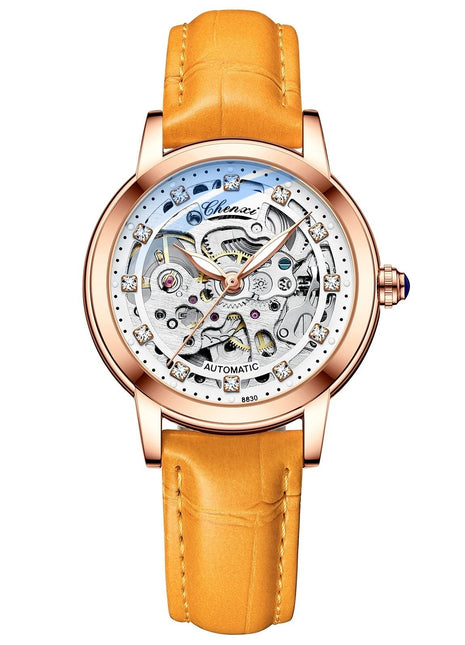 Chenxi Waterproof Luxury Women’s Mechanical Watch with Genuine Leather Strap