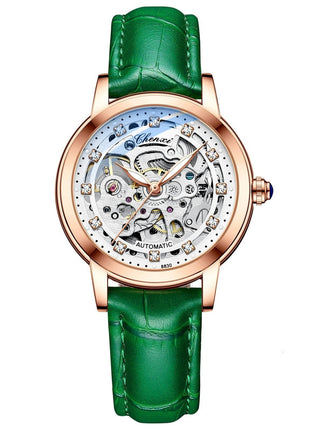Chenxi Elegant Skeleton Wristwatch for Women with Mineral Glass Mirror