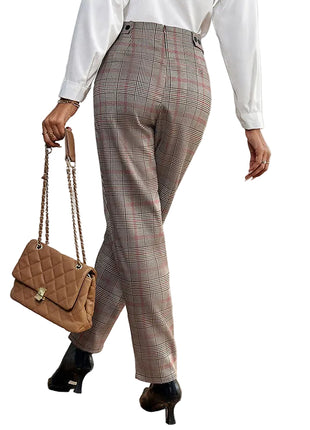 Classic women’s office trousers with houndstooth print and tailored modern silhouette.