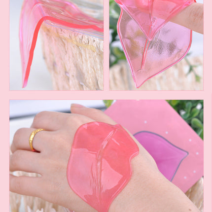 Collage of pink silicone bags with floral designs on a pink background