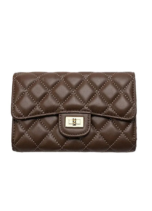 Compact sheepskin leather purse available in black, purple, blue, and colorful options.