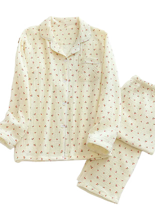 Versatile Women's Cotton Cherry Print Pyjamas Set