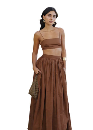 Versatile Cotton Sleeveless Top and Long Skirt Co-Ord Set