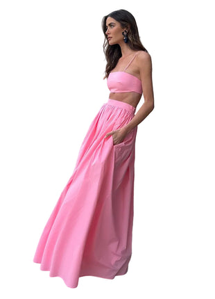 Elegant Women's Cotton Matching Set for Summer pink