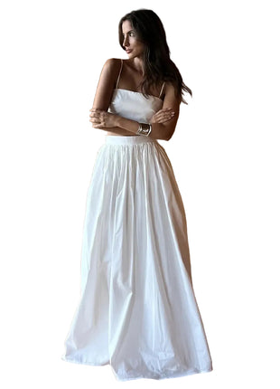 Retro Country Style Cotton Two-Piece White Outfit for Women
