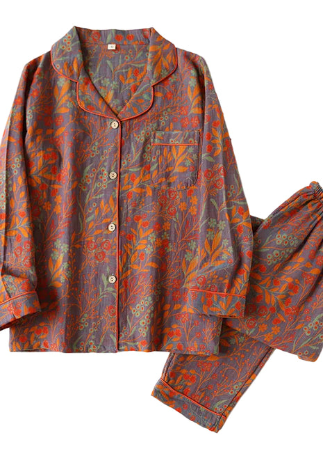Grey Vintage Cotton Long Sleeve Sleepwear BLNDL