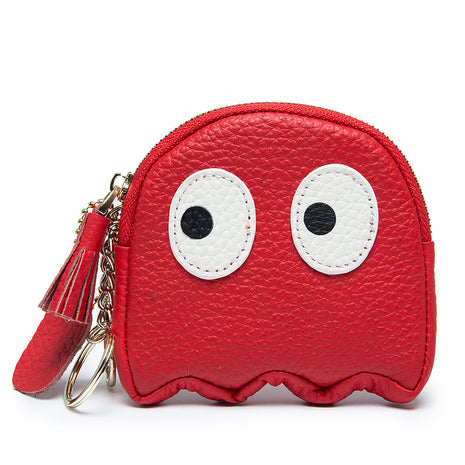 Cowhide leather mini phantom coin purse made from genuine first-layer leather.