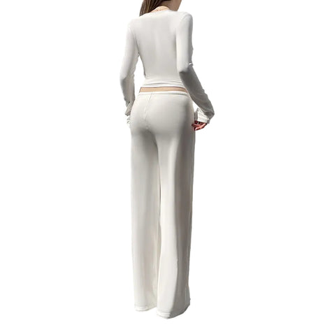 Street Style Fleece-Lined Pants Suit in white