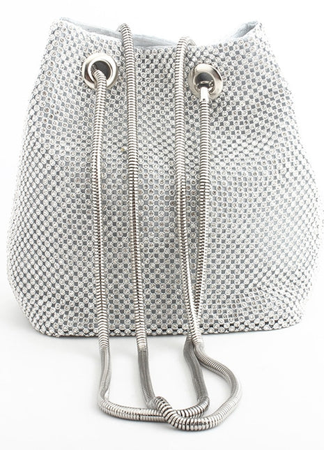 Crystal Diamond Clutch String Satin Crossbody Handbag – Glamorous Elegance for Every Special Occasion silver