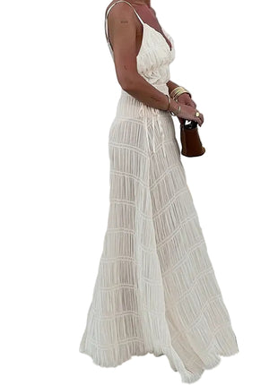 Versatile White Deep V Maxi Dress