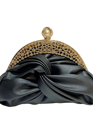 Diamond-Embedded Mini Clutch Handbag | Elegant Evening Party Purse black