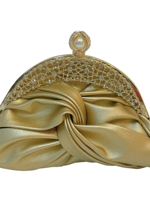 Diamond-Embedded Mini Clutch Handbag | Elegant Evening Party Purse gold