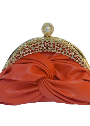 Diamond-Embedded Mini Clutch Handbag | Elegant Evening Party Purse red