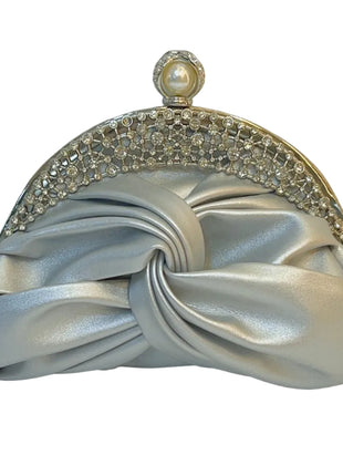 Diamond-Embedded Mini Clutch Handbag | Elegant Evening Party Purse silver