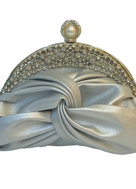 Diamond-Embedded Mini Clutch Handbag | Elegant Evening Party Purse silver