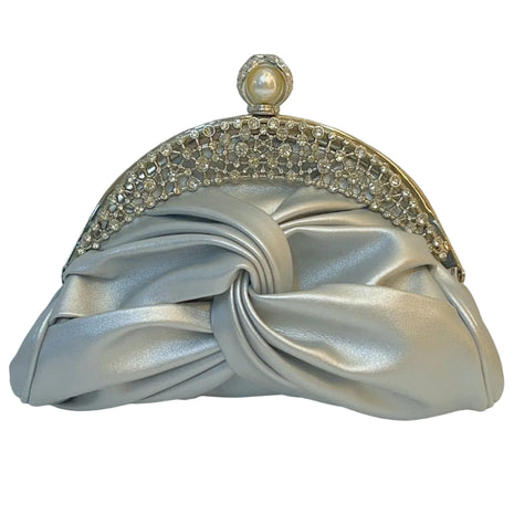 Diamond-Embedded Mini Clutch Handbag | Elegant Evening Party Purse silver