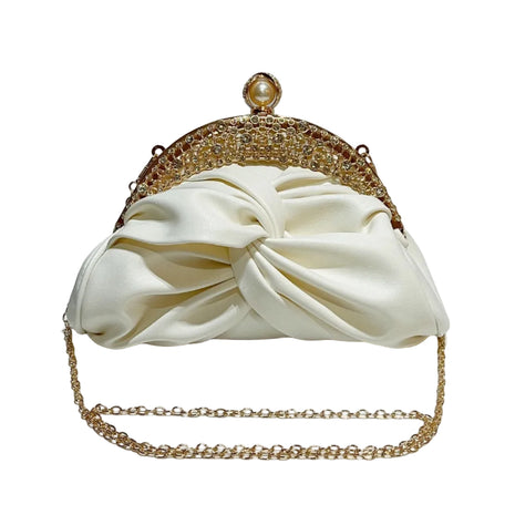 Diamond-Embedded Mini Clutch Handbag | Elegant Evening Party Purse white