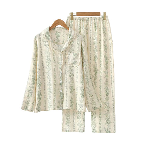 Breathable Cotton Gauze Women's Pyjamas Set