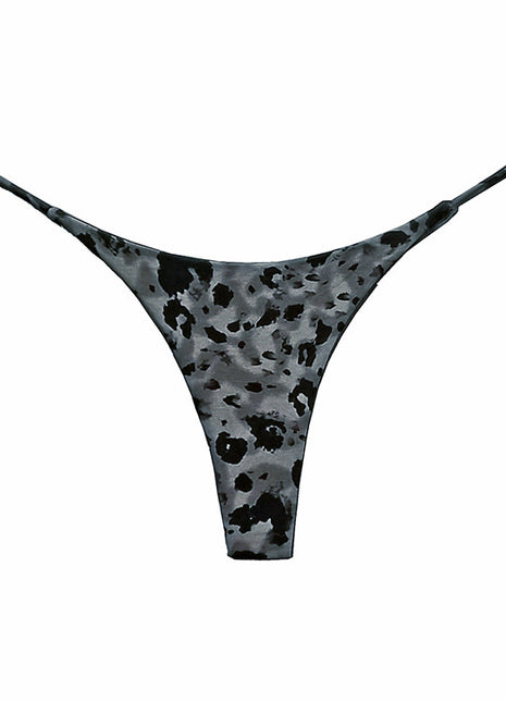 Grey Leopard Double Strap Women's Thong