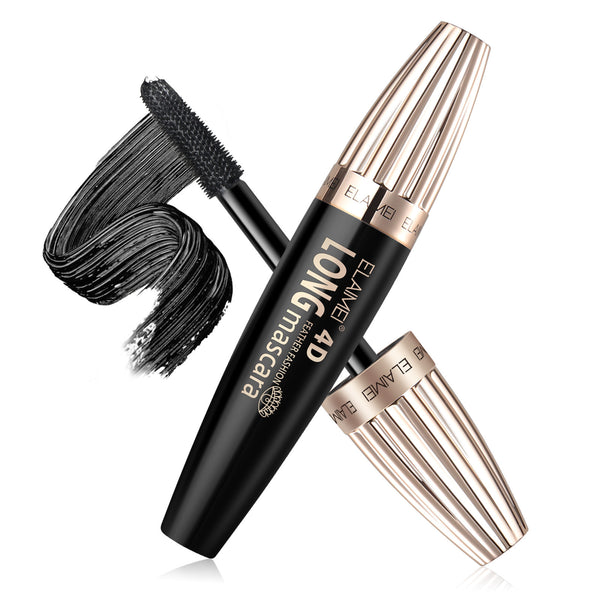 Black mascara with rose gold accents on a white background