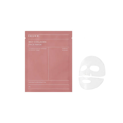 Bio-Collagen Face Mask packaging with a white mask sheet on a white background