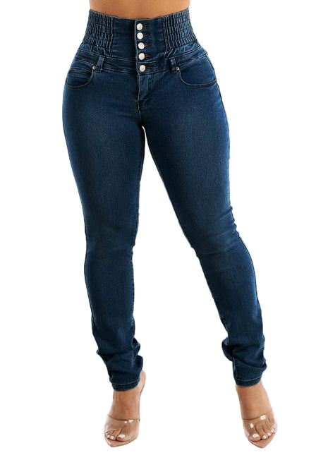 Stretch cotton denim jeans for women with flexible fabric, slimming fit, and everyday comfort.