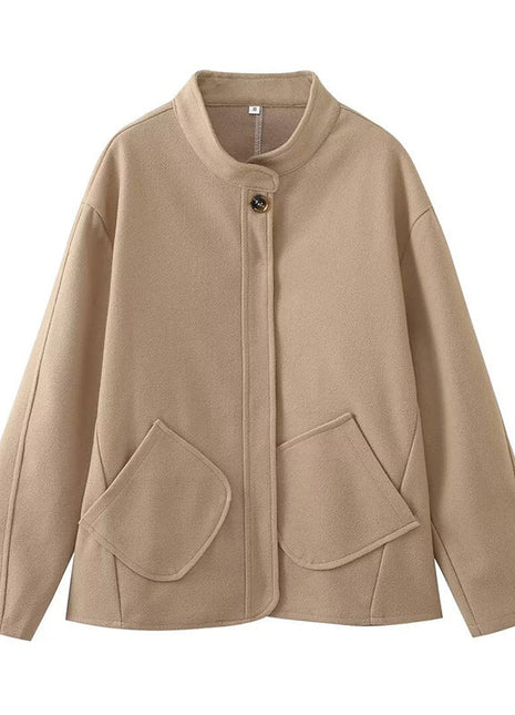 Women's Minimalist Wool Jacket with Relaxed Fit