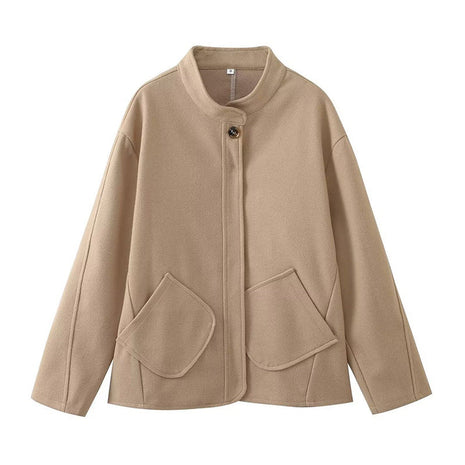 Women's Minimalist Wool Jacket with Relaxed Fit