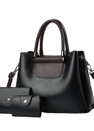 Elegant Handbag Set of 3 | Women's PU Leather Matching Handbag Collection black