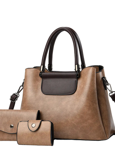 Elegant Handbag Set of 3 | Women's PU Leather Matching Handbag Collection brown