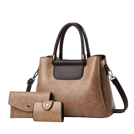 Elegant Handbag Set of 3 | Women's PU Leather Matching Handbag Collection brown