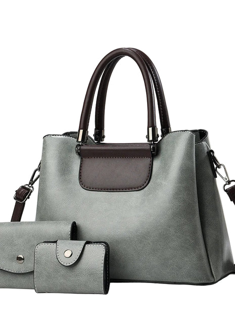 Elegant Handbag Set of 3 | Women's PU Leather Matching Handbag Collection light green