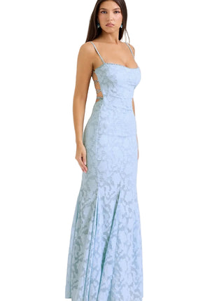 Backless Sling Mermaid Blue Dress for Women