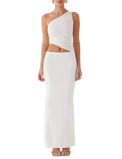 Versatile Women's Long Skirt Co-Ord White Set 