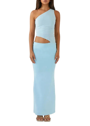 Women's Coordinated Top and Long Skirt Light Blue Outfit