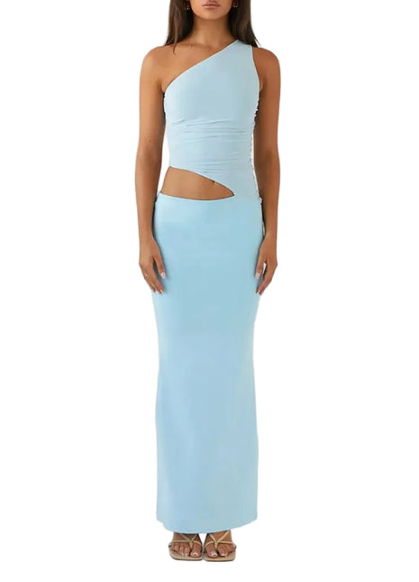 Women's Coordinated Top and Long Skirt Light Blue Outfit