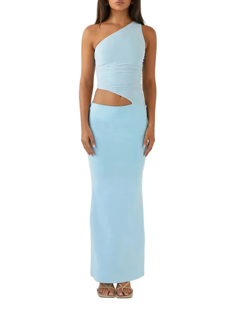 Women's Coordinated Top and Long Skirt Light Blue Outfit