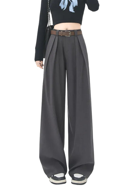 Stylish women’s suit trousers featuring a high-rise waist, straight-leg cut, and polished professional look.
